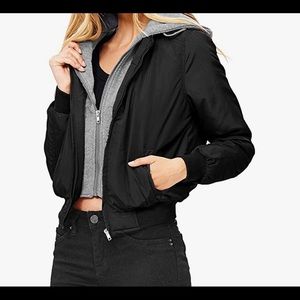 Ambiance Apparel Women's Padded Hooded Bomber Jacket